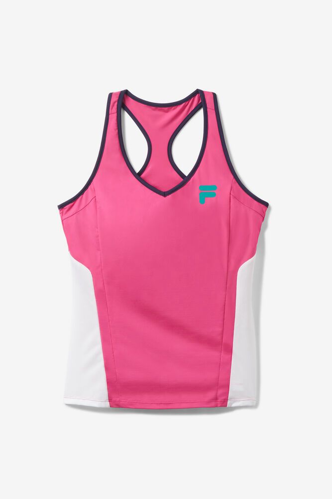 Fila Bevans Day Break Racer Back White/Navy Tank Top Womens - NZ 49583-RMLT